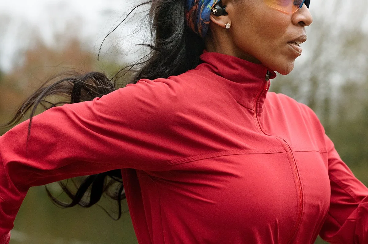  running woman in park motion 