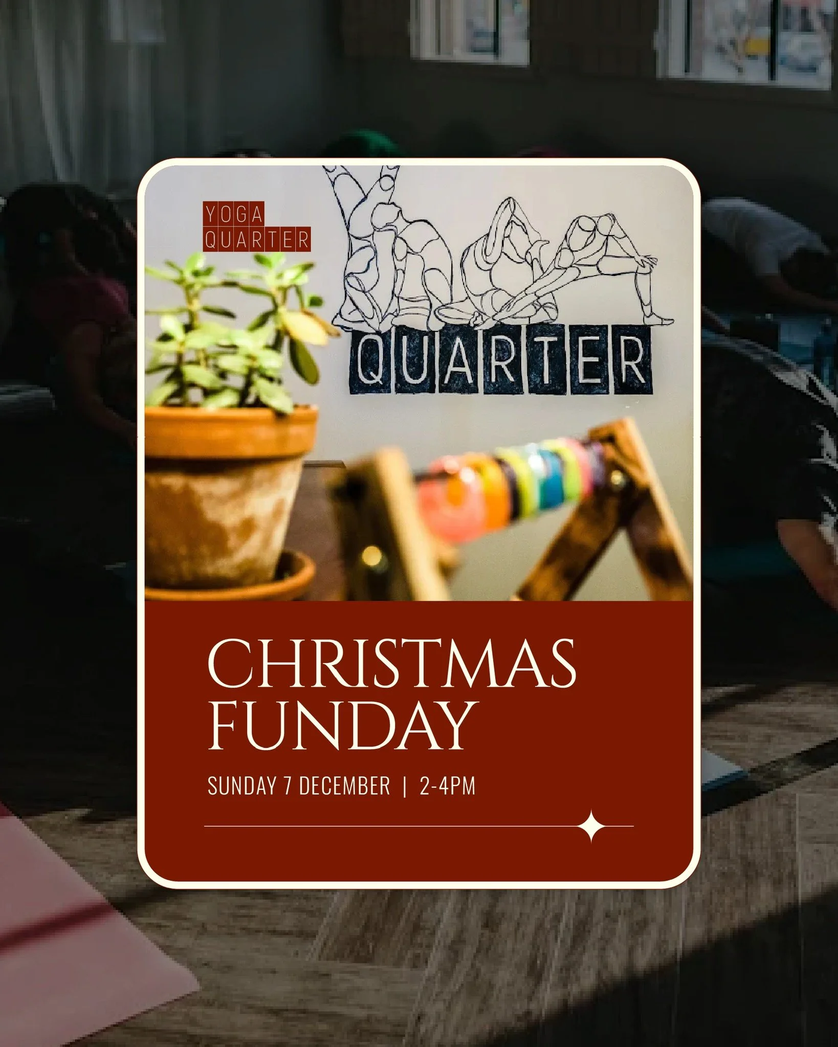🎄 𝗖𝗵𝗿𝗶𝘀𝘁𝗺𝗮𝘀 𝗙𝘂𝗻 𝗗𝗮𝘆 🎄

We&rsquo;re so excited to announce our first YQ Community Christmas Fun Day:

📅 Sunday 7th December 
⏰ 2pm-4pm
📍 Yoga Quarter, 370-374 Upper Newtownards Road, Belfast

Join us for an afternoon of live music, 
