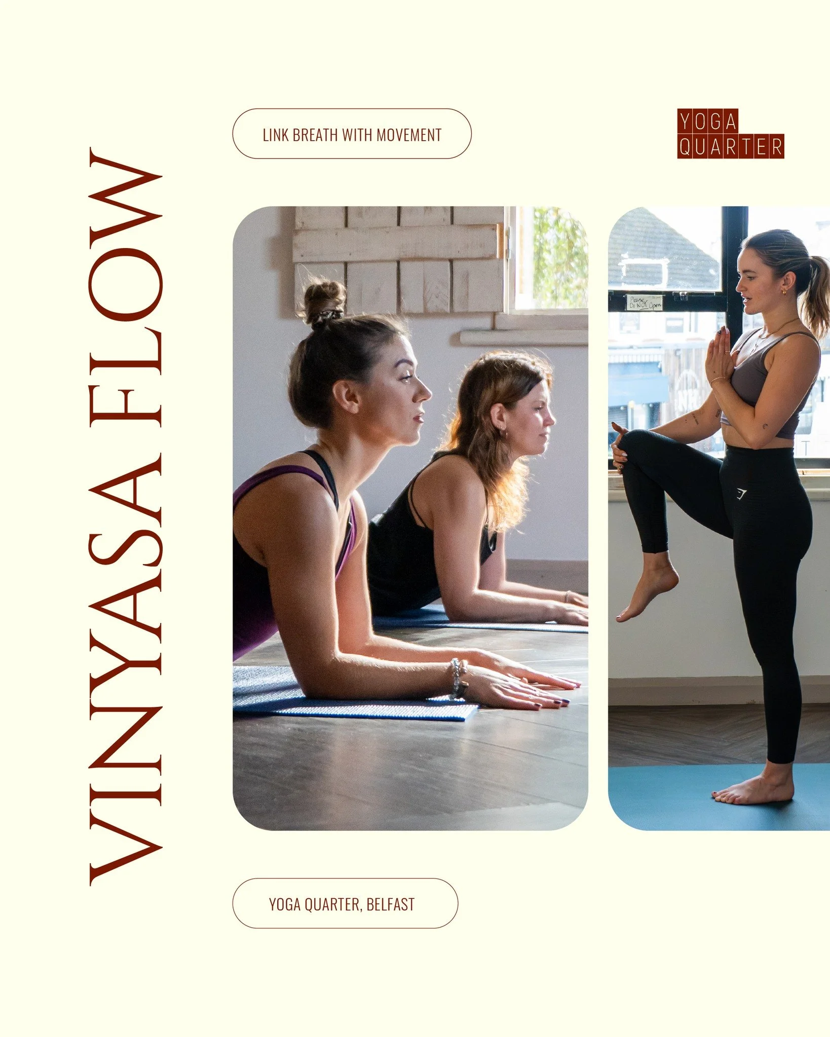 𝗦𝘁𝗲𝗽 𝗶𝗻𝘁𝗼 𝘁𝗵𝗲 𝗥𝗵𝘆𝘁𝗵𝗺 𝗼𝗳 𝗩𝗶𝗻𝘆𝗮𝘀𝗮 𝗙𝗹𝗼𝘄

Vinyasa is a fluid, breath led practice where poses link together like a moving meditation. 

Expect gentle heat, steady rhythm and an energising lift afterwards.

Link breath with m