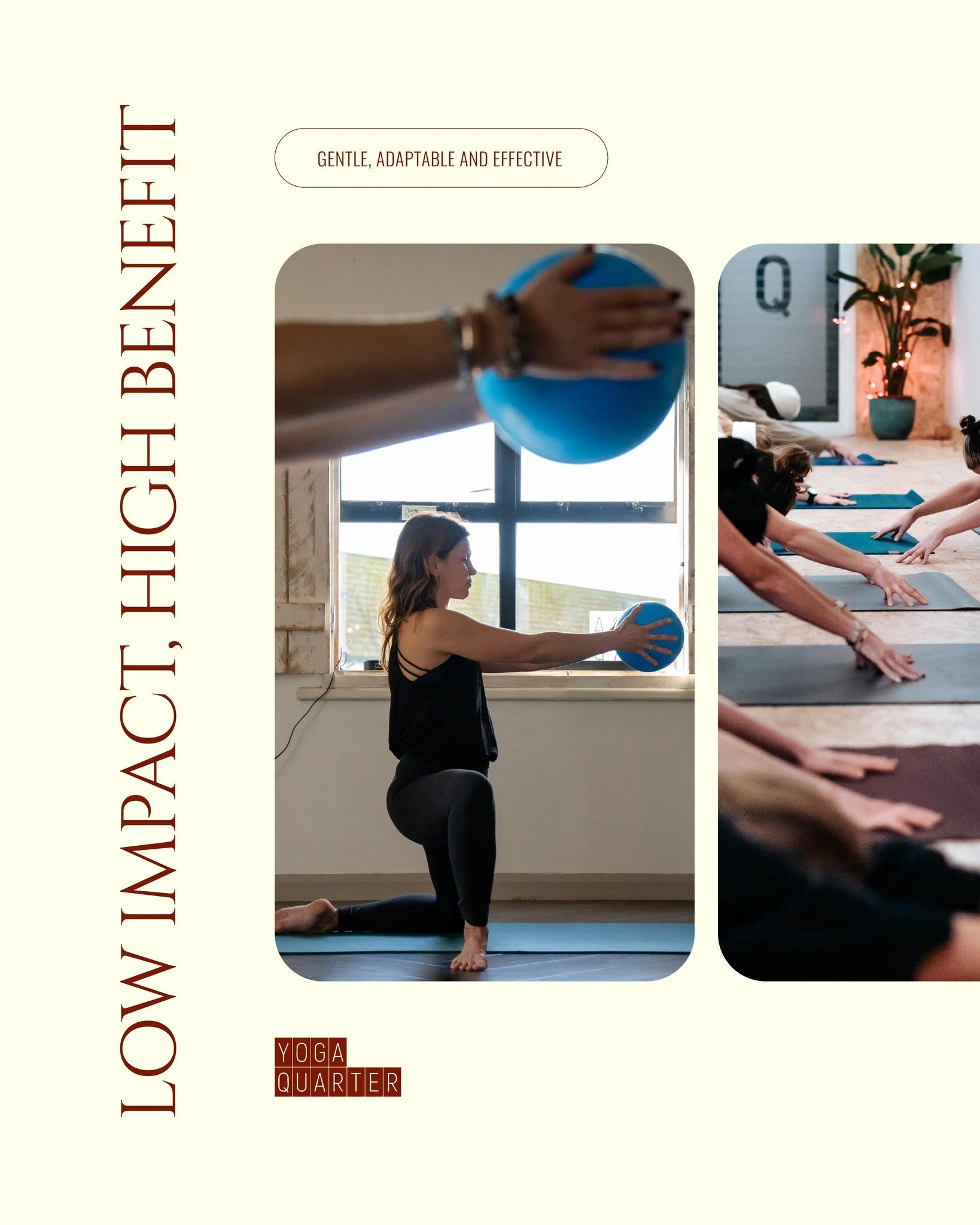 𝗟𝗼𝘄-𝗶𝗺𝗽𝗮𝗰𝘁, 𝗵𝗶𝗴𝗵 𝗯𝗲𝗻𝗲𝗳𝗶𝘁.

Pilates lets you strengthen your body and calm your mind without jarring your joints. Controlled, mindful movements mean you get the results:

🔹 Better mobility
🔹 Better posture
🔹 Better mood

Gentle,