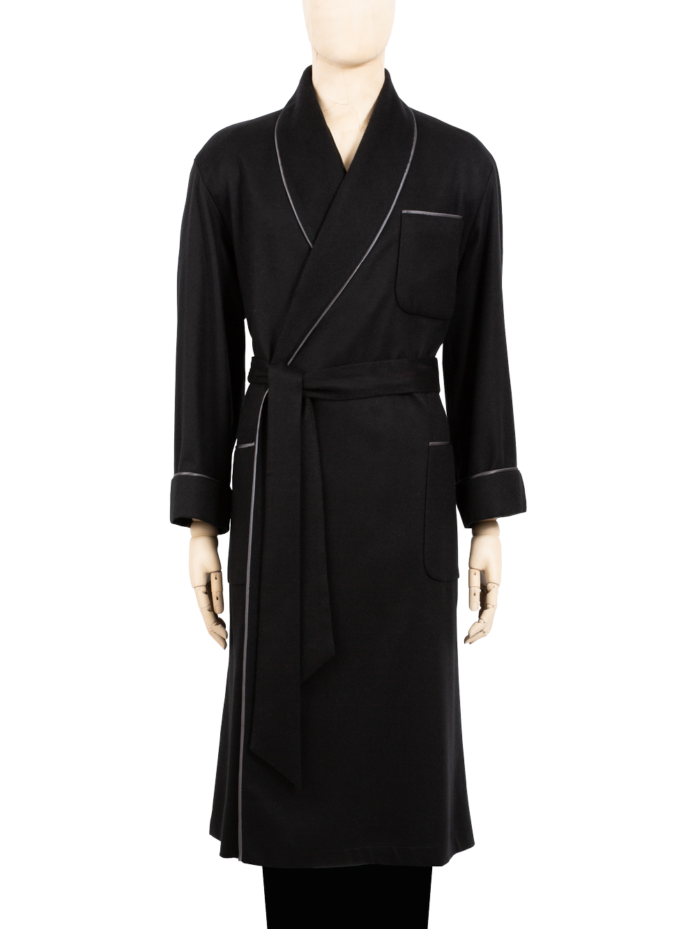 Black Classic Cashmere Fully Silk Lined Luxury Dressing Gown by Daniel  Hanson  Daniel Hanson