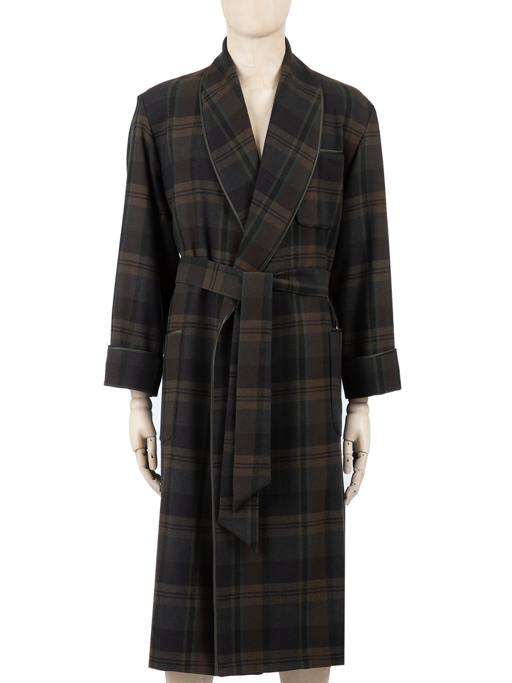 Olive & Navy Check Wool Silk Lined Luxury Dressing Gown Handmade in  Nottingham By Daniel Hanson  Daniel Hanson