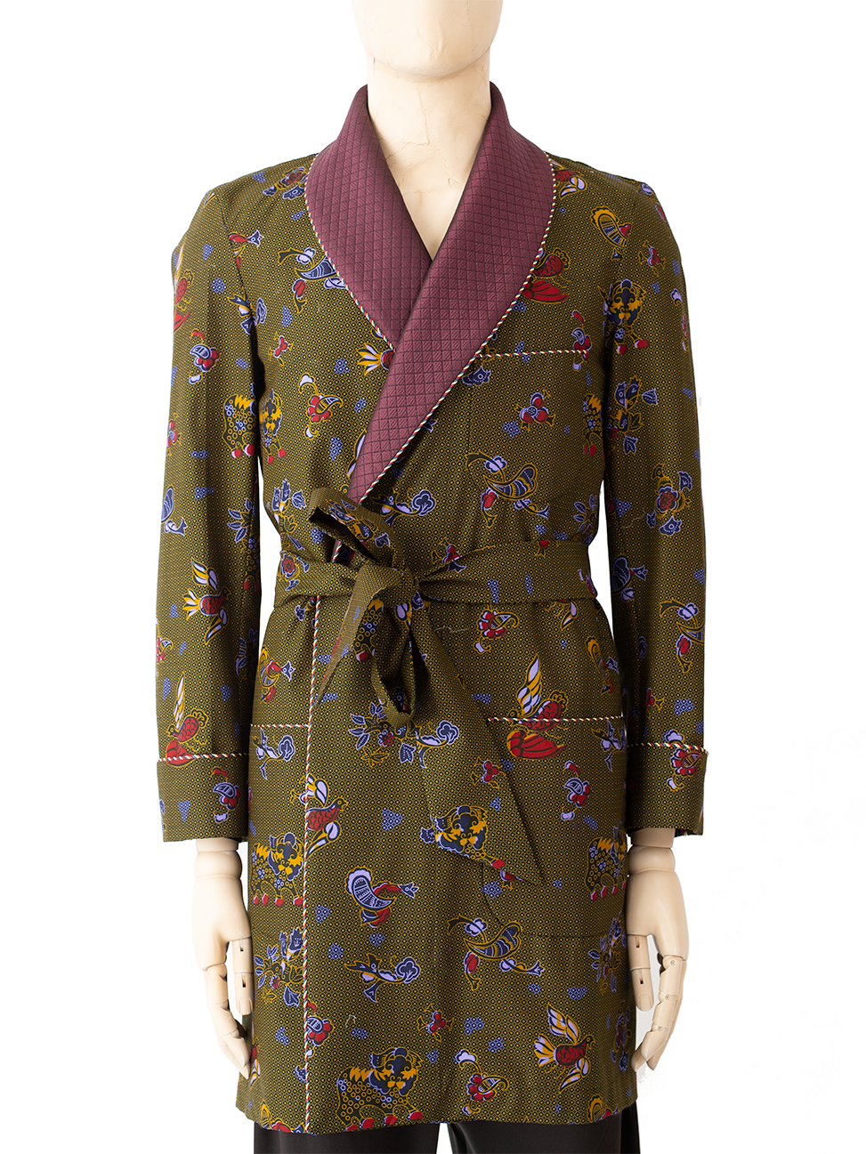 Men's Dressing Gown with Quilted Silk Lapel