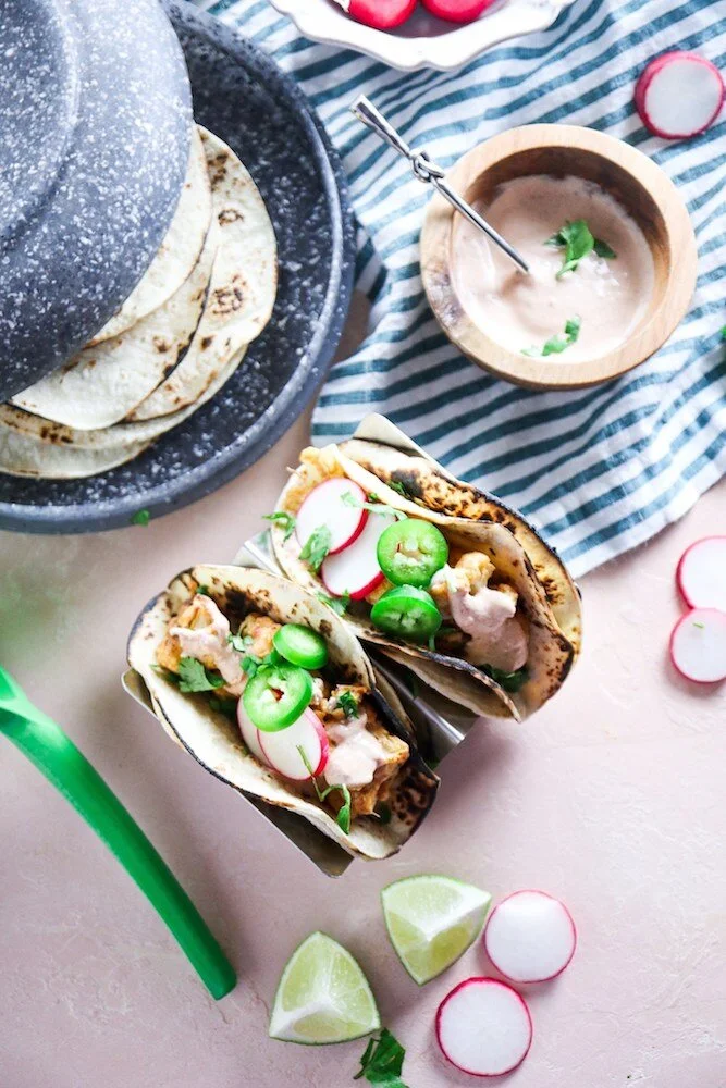 Crispy Cauliflower Tacos with Chipotle Lime Crema