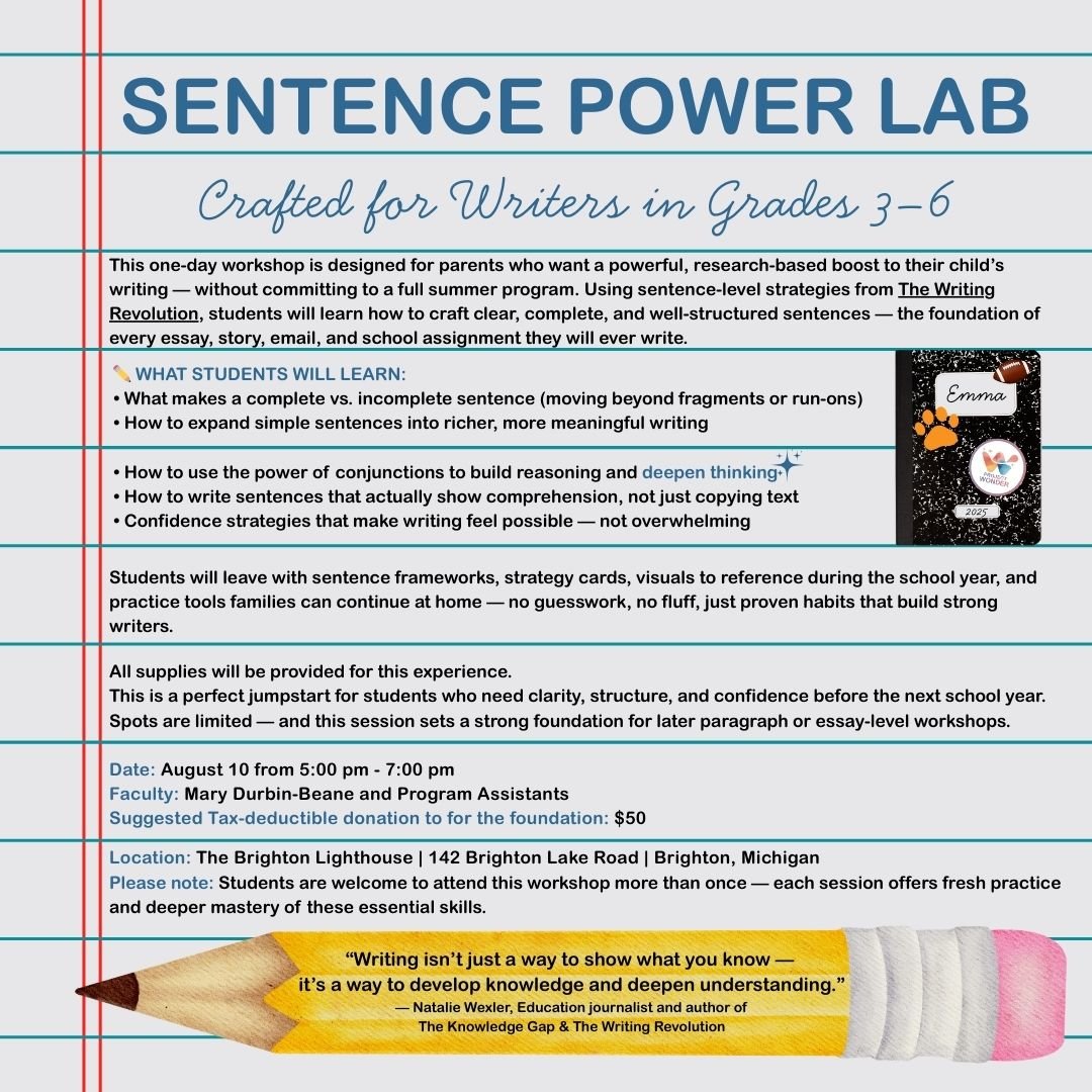 Project Wonder: SENTENCE POWER LAB Grades 3-6