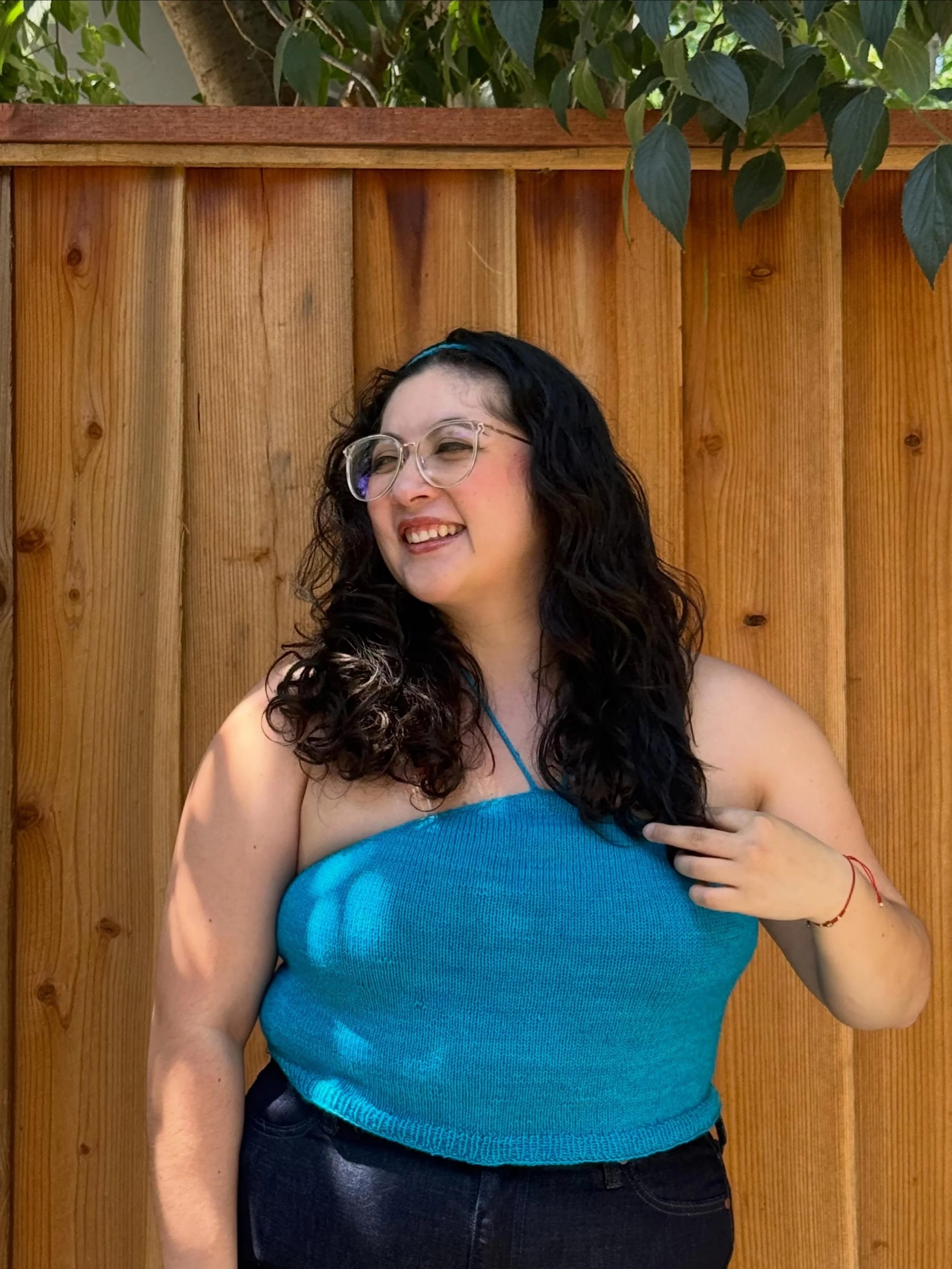 Happy Birthday to @parknknit and the #HazardHalter release! 

Such a cute and quick knit top that&rsquo;s perfect for summer 💙. I had enough yarn left over so made extra i-cords and turned it into a braided headband for the perfect matching accessor