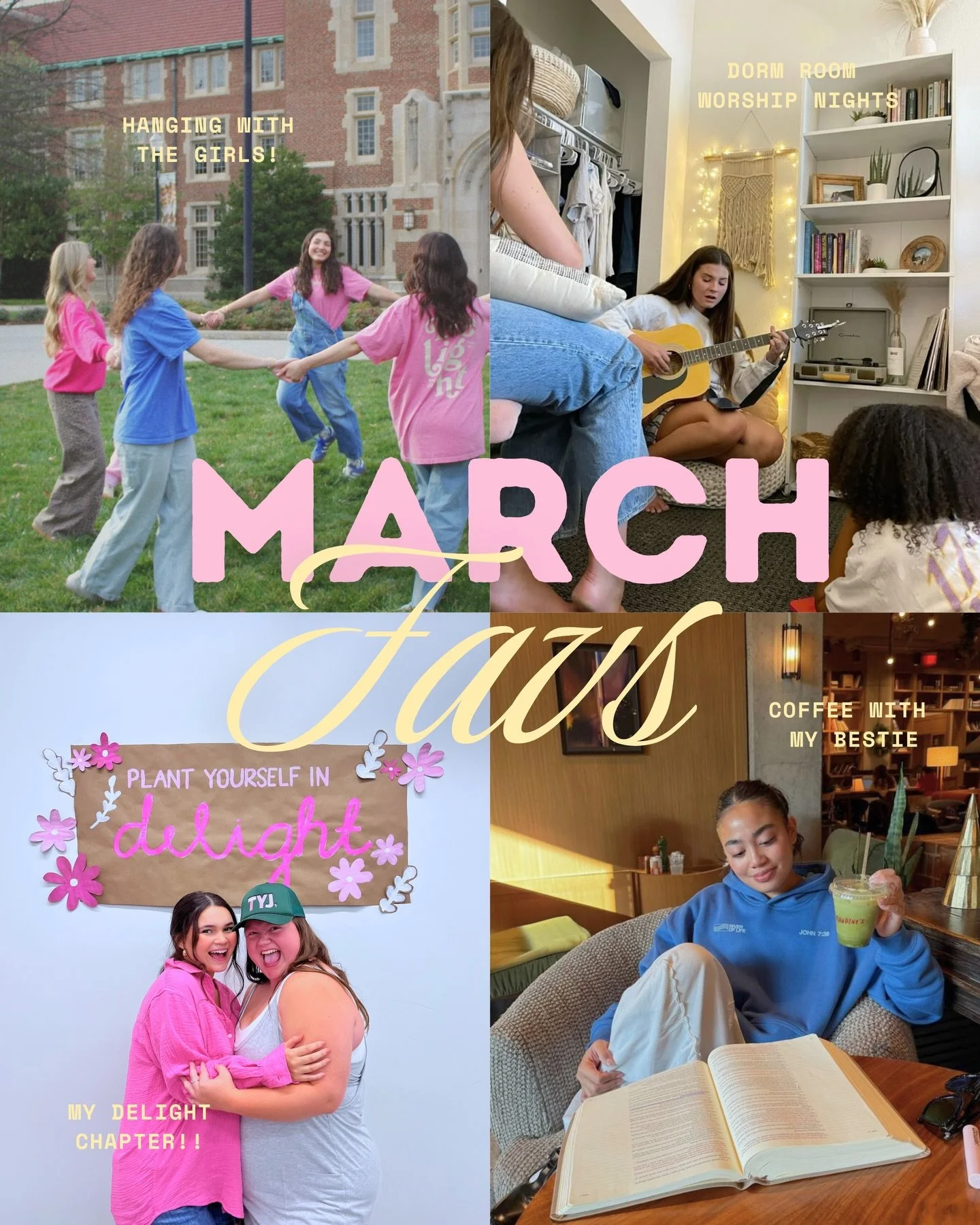 We are loooving these March vibes, how about you?! 🌸🌻🌷

Here are some of the things we have been loving in March so far ✨ comment &ldquo;SHOP&rdquo; to grab this semesters springy merch!

#collegegirl #delightministries #collegeministry #christian