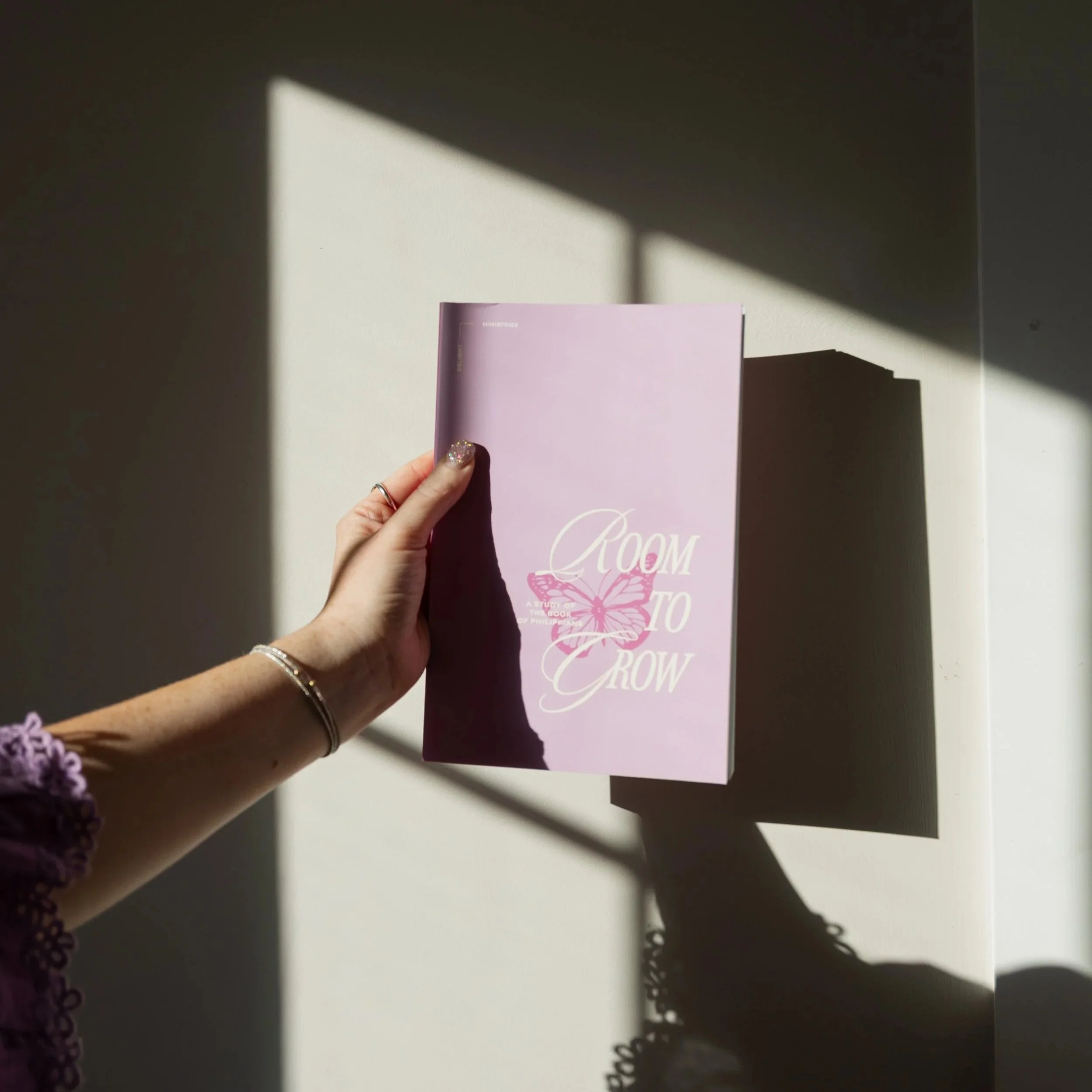 A Delight Bible study titled "Room To Grow" in sunlight shining through a window.