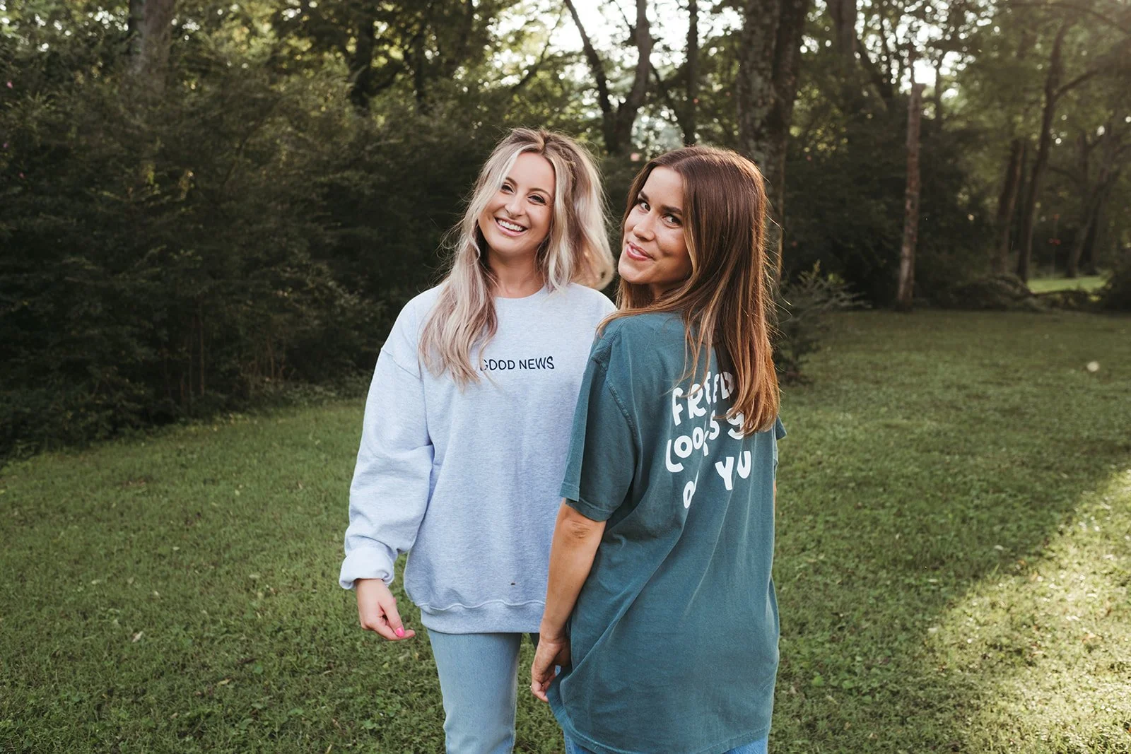 Delight co-founders, Mac and Kenz outside in a field.