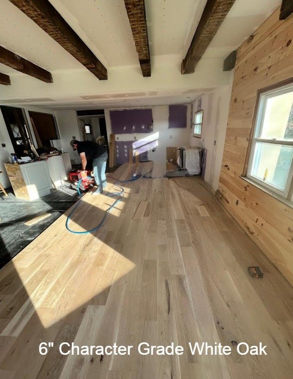 Our hard-working nephew installing Timberline's beautiful 6&quot; Character Grade White Oak in their new home! We have tons in stock for low pricing! 585-509-0575 tom.timberline@gmail.com www.timberlinehardwoods.com #timberlinehardwoods #manchesterny