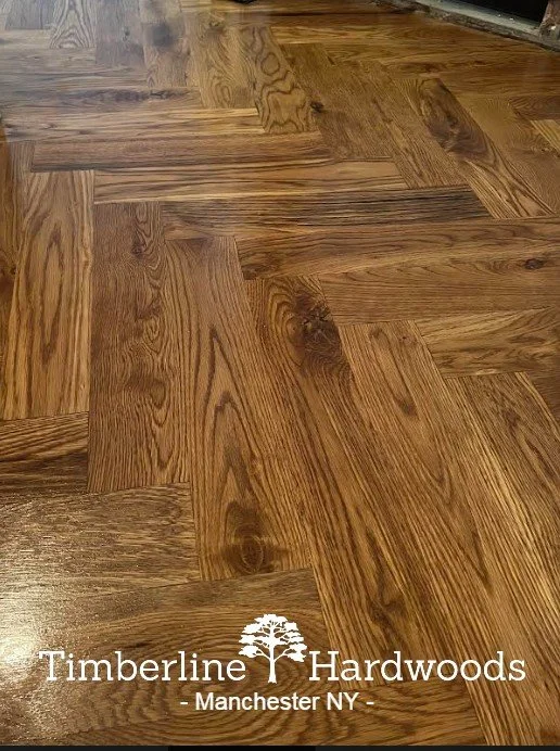 Timberline's beautiful custom 4x20 Character Grade White Oak Herringbone! We mill a ton of herringbone and chevron! Timeless....beautiful...unique....and custom milled. 585-509-0575 tom.timberline@gmail.com #timberlinehardwoods #manchesterny #herring