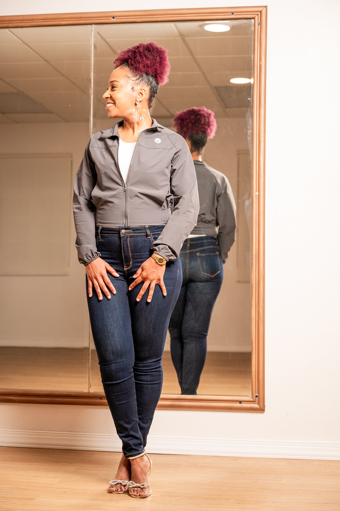 Star Power Sporty Chic Jacket - Grey