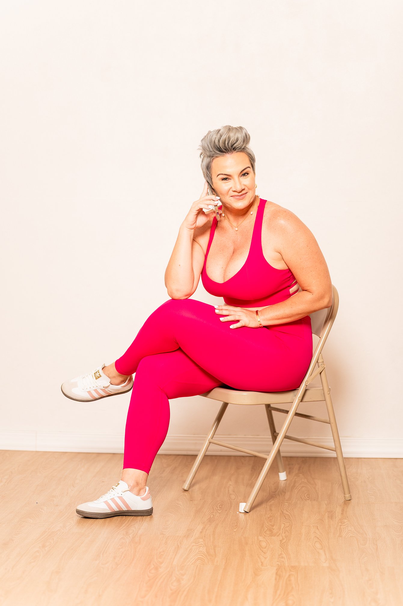 Star Power High Waist Leggings - Fuchsia Pink