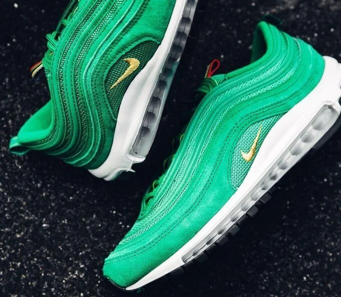 The Nike Air Max 97 "Lucky Green" on sale 20% off with FREE shipping!