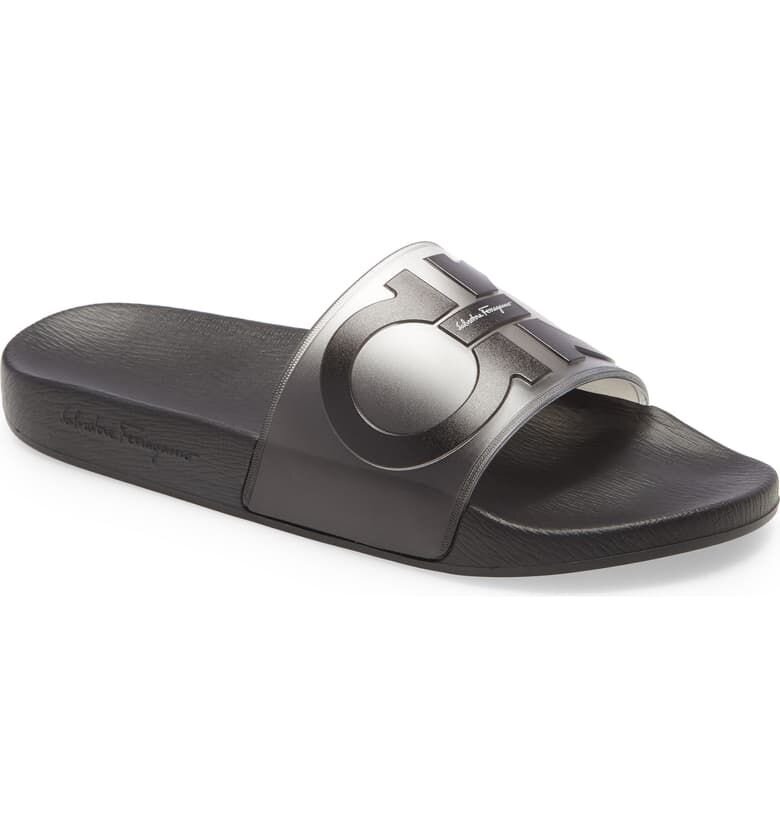 The Salvatore Ferragamo Groove Logo Slide Is On Sale For 45% Off!