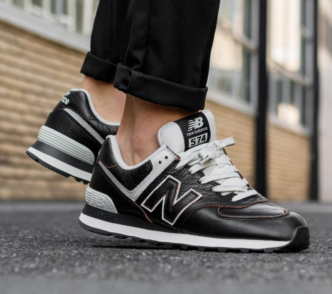 The Black Leather New Balance 574 Is On Sale For $39.99!