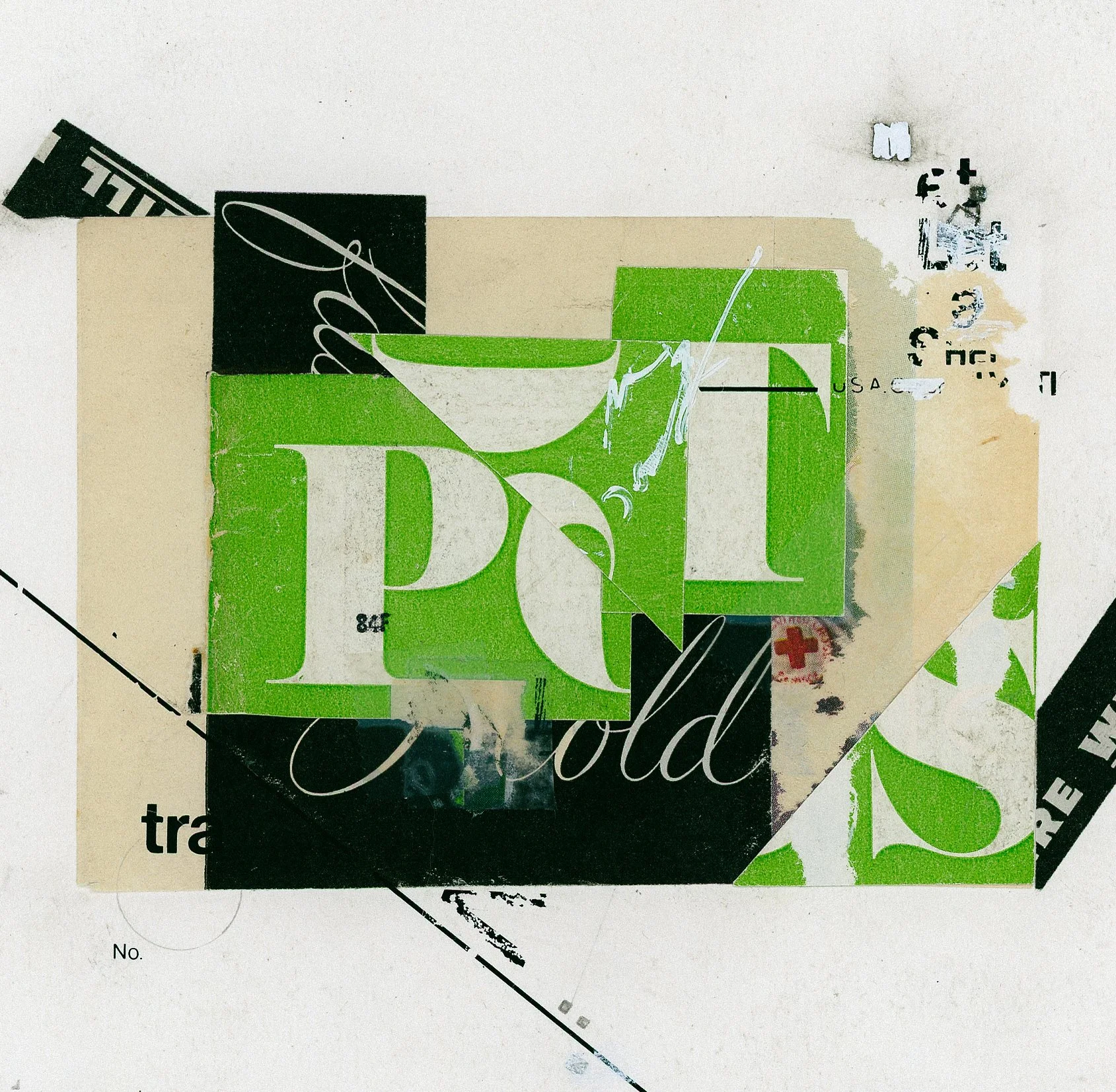 "Post", 2024 Mixed Media Collage - Deconstructed magazine cover. 
