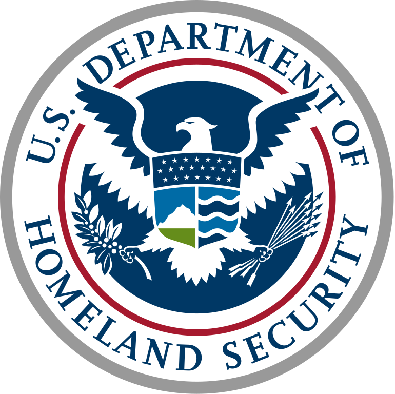 Department of Homeland Security seal, featuring an eagle holding a shield. Lima Charlie Inc. supports DHS efforts to provide housing during national emergency responses.