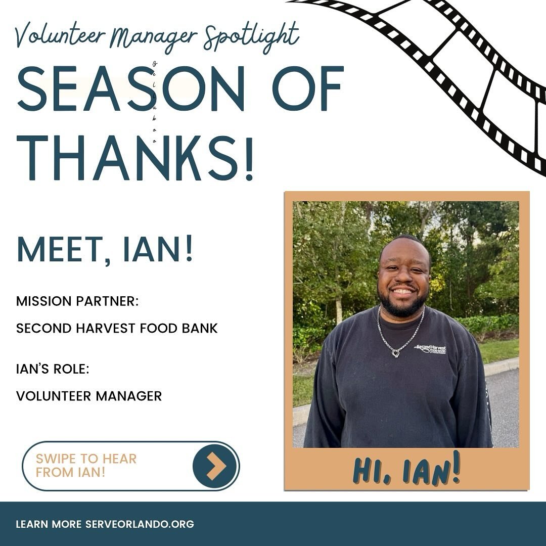 We asked Ian @feedhopenow to share about his role as a Volunteer Manager and about his experience as a Serve Orlando partner. Here&rsquo;s what he had to say!

We are grateful to support the mission of the Second Harvest Food Bank of Central Florida 