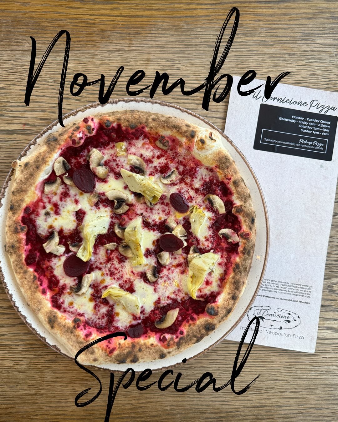 🍕NOVEMBER SPECIAL🍕

Imagine 3 vegetables you&rsquo;ve never craved, you blended, sliced, grilled and sliced them all up and then just threw them on a pizza...

🍂Well have we got the special for you!🍂

Introducing our November Special, the &lsquo;