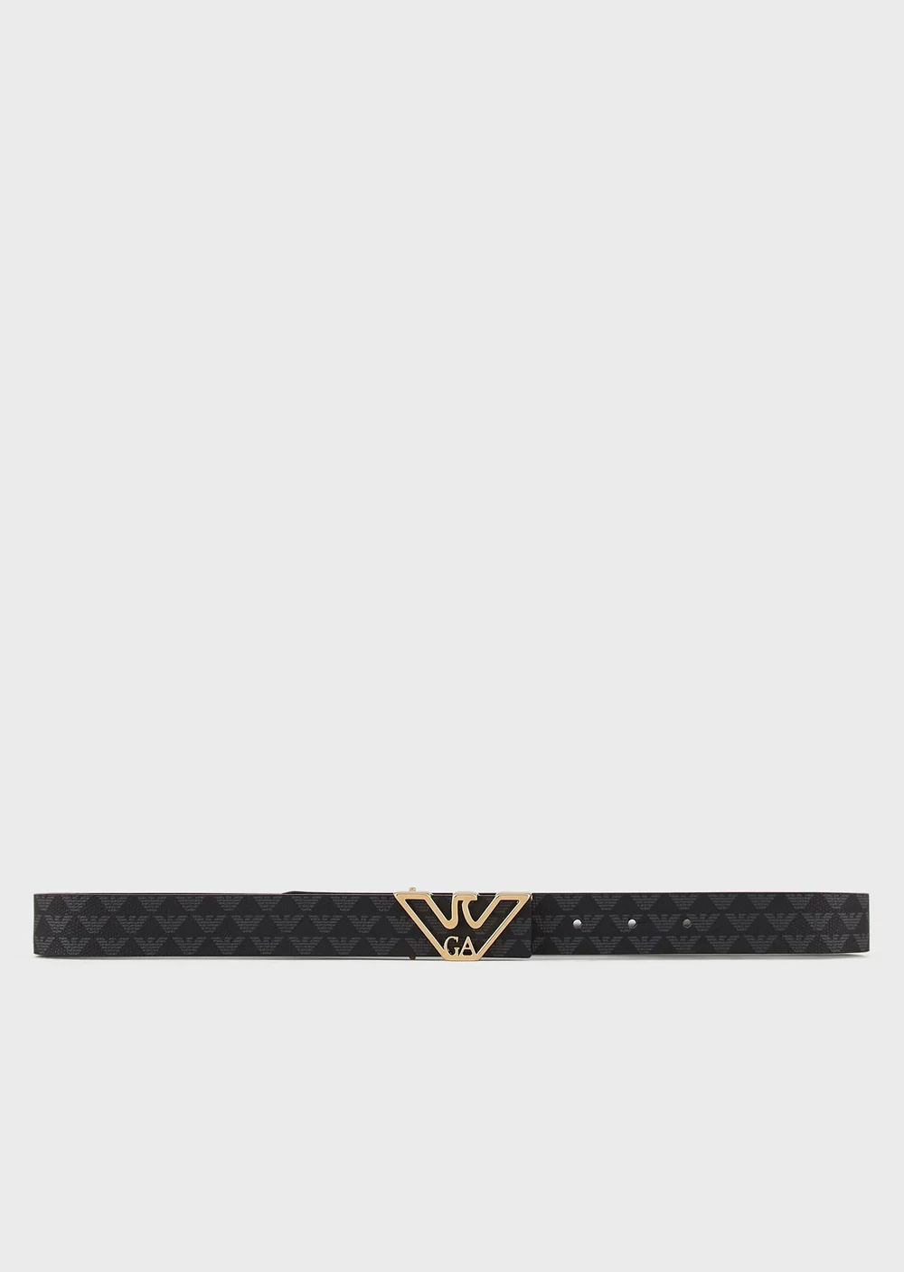 EMPORIO ARMANI Monogram belt with gold contoured logo — Silver Rivet