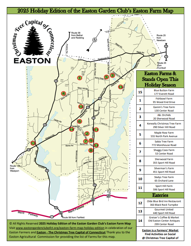 Easton Garden Club's Holiday Edition of the Easton Farm Map is available for download