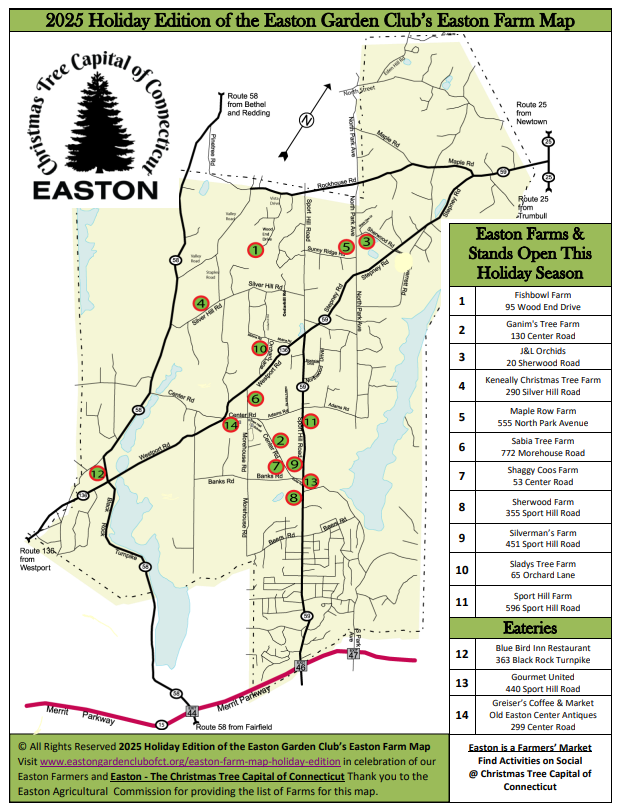 Easton Garden Club's Holiday Edition of the Easton Farm Map is available for download
