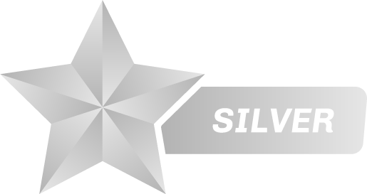 Silver star badge with a label that says 'SILVER'.