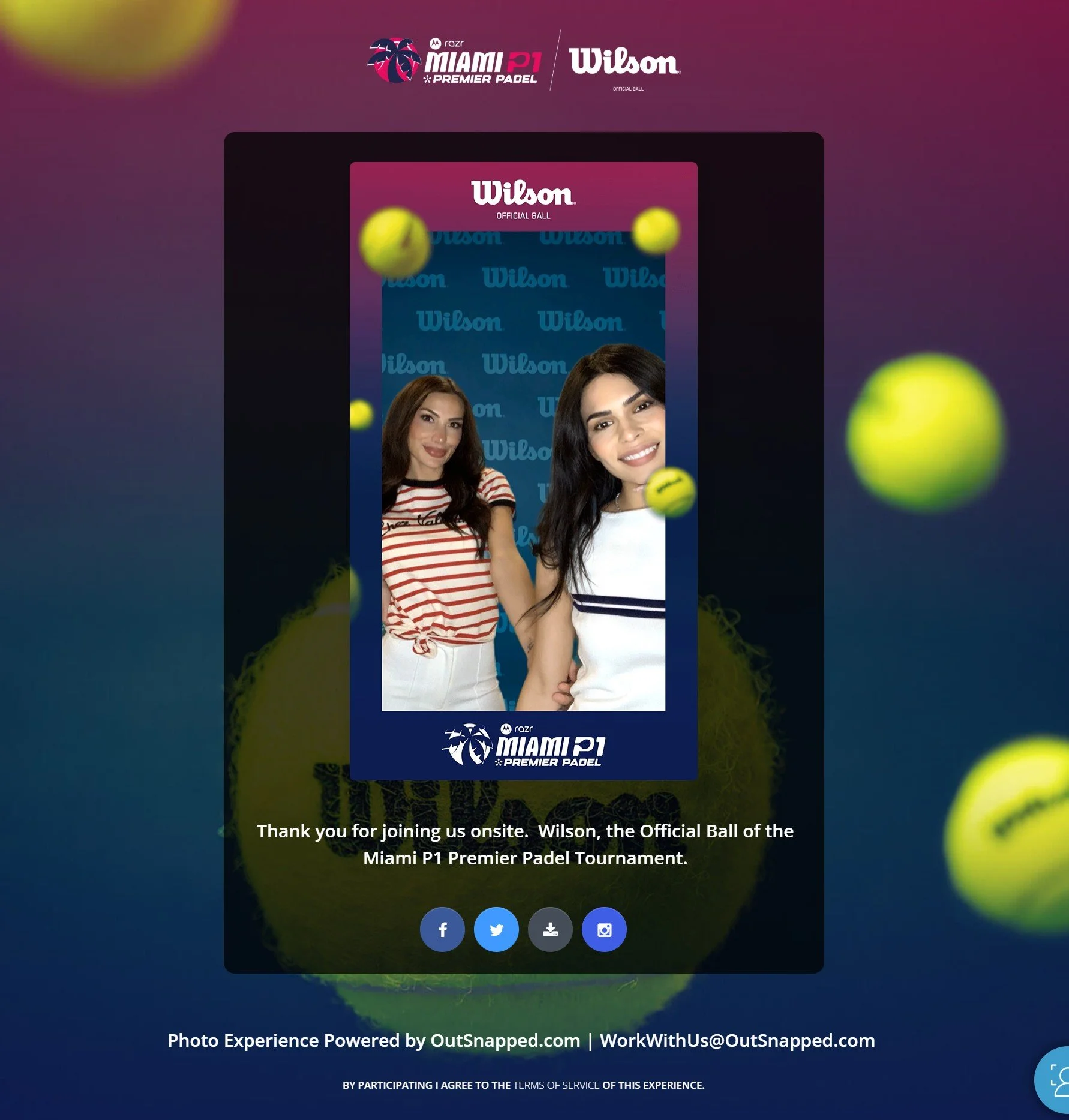 WILSON Photo Booth at the Miami P1 Premier Padel Tournament