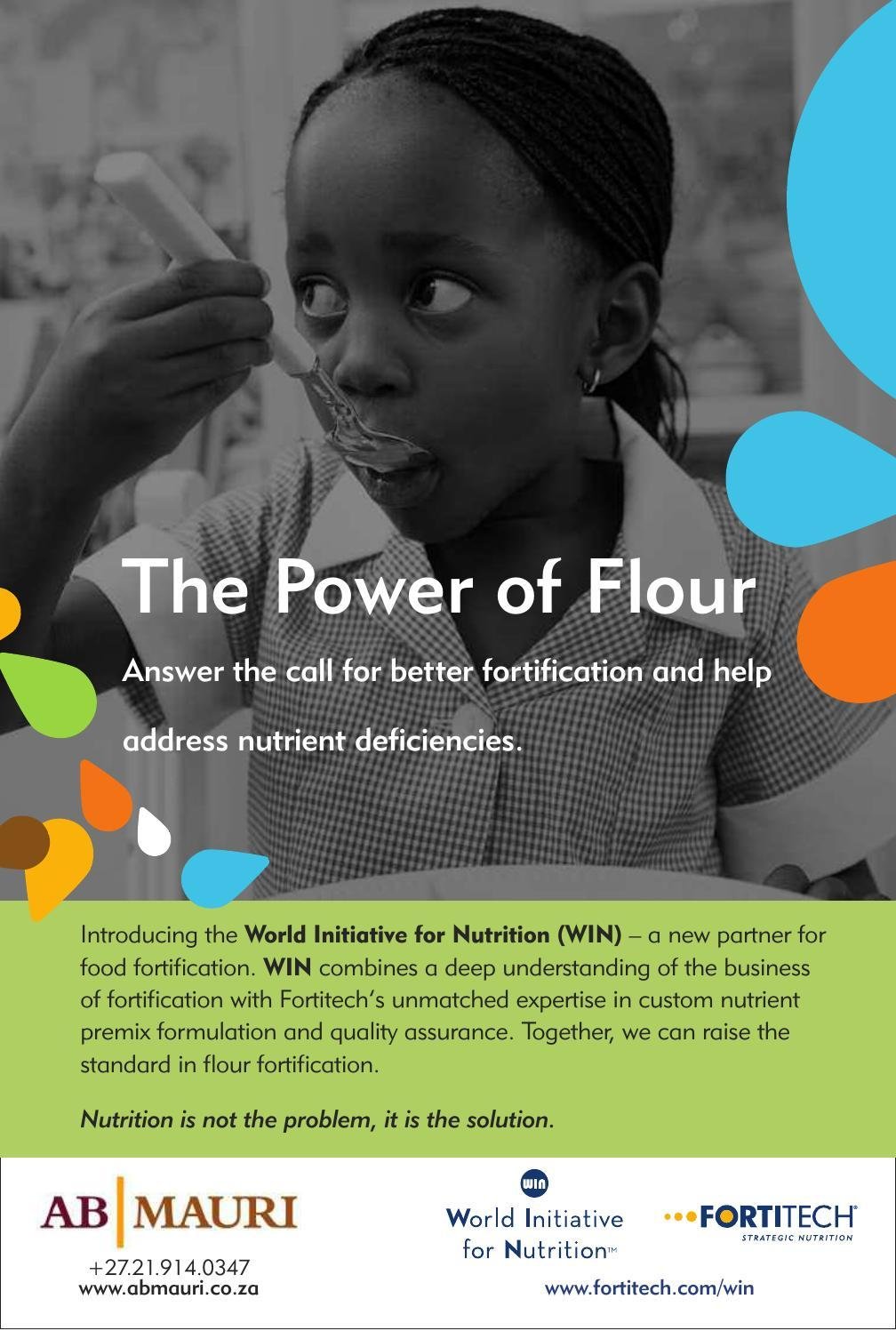 South African print ad introducing the WIN initiative and the power of flour fortification