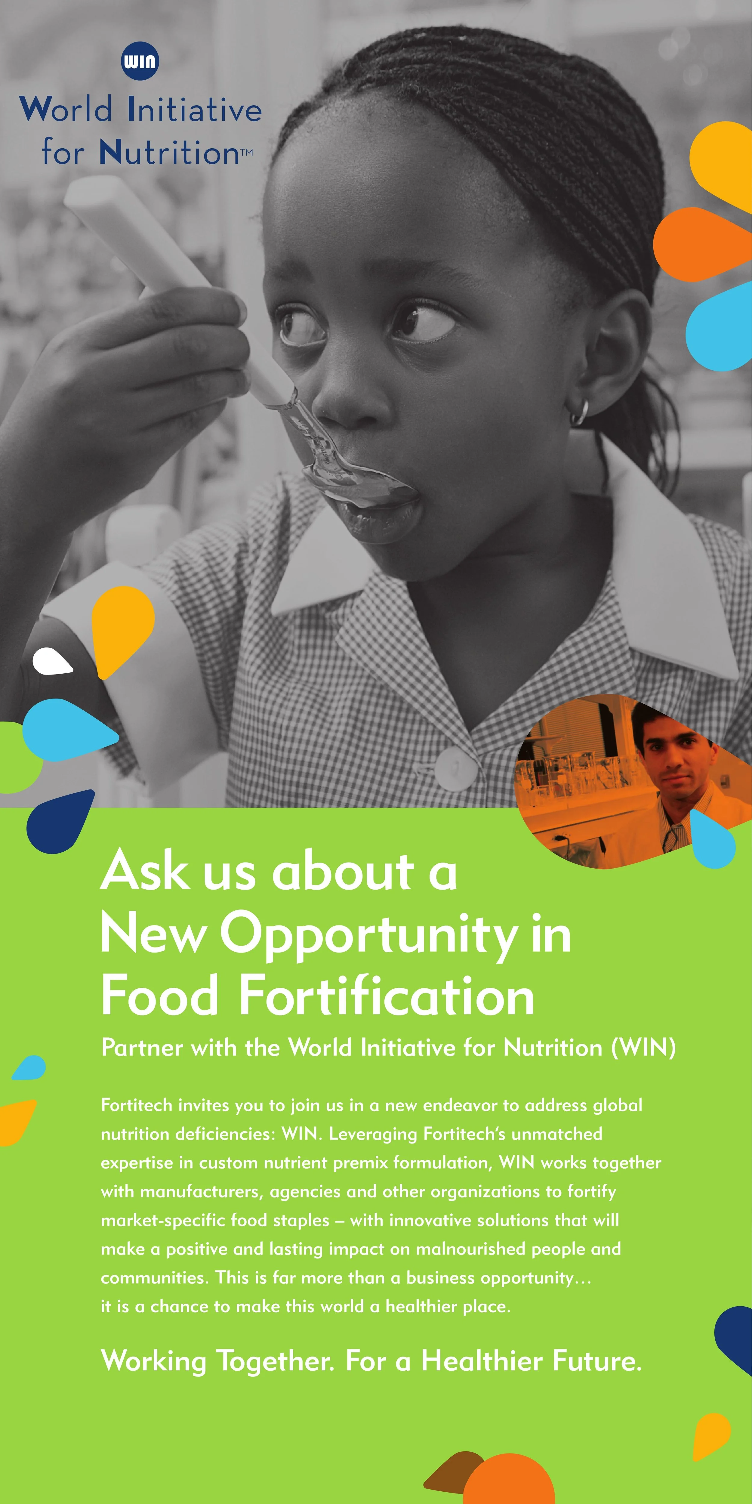 WIN initiative banner stand for FORTITECH's global trade show booth