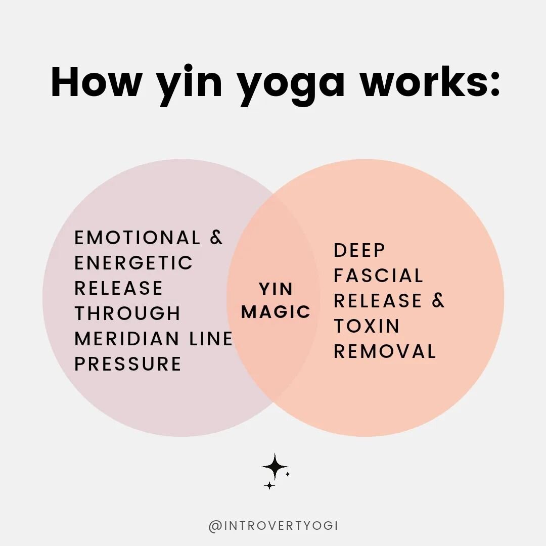 People often think that yin yoga just is about chilling on the floor in different stretching poses🧘&zwj;♀️

But there's so much happening in yin yoga &amp; how it works its magic ✨️

✨️ It's working on removing &amp; releasing energetic blockages an