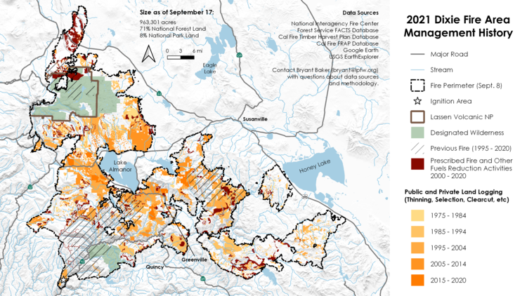 ForestWatch’s analysis of the Dixie Fire in northern California revealed that it burned through large swaths of forest that had been exposed to the same types of activities as those just approved on Pine Mountain.