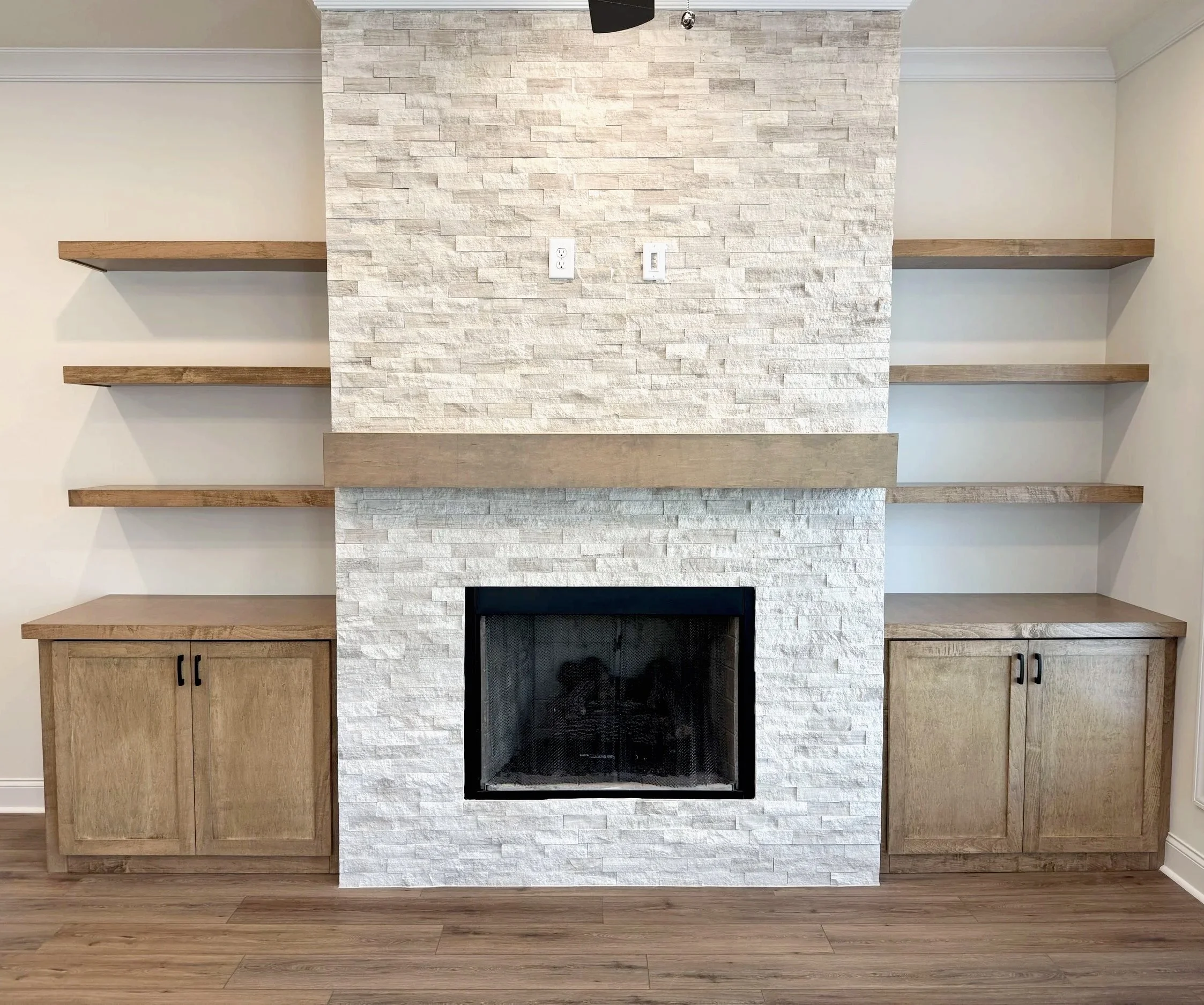 Stained Cabinets & Shelves