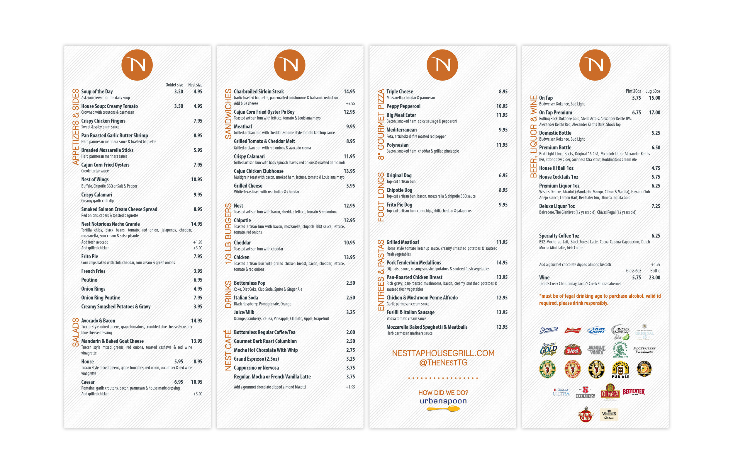Nest Taphouse Grill Menu