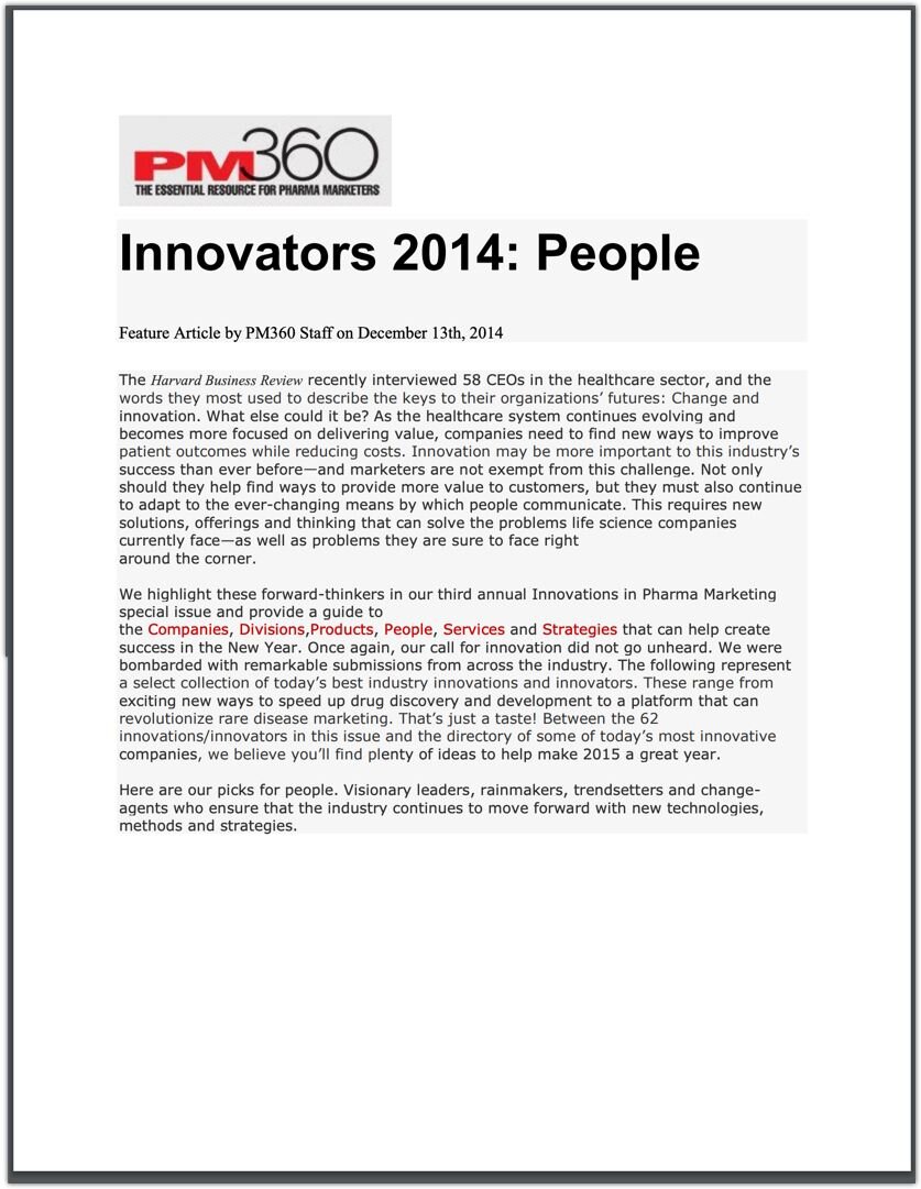 PM360 - Innovators 2014: People