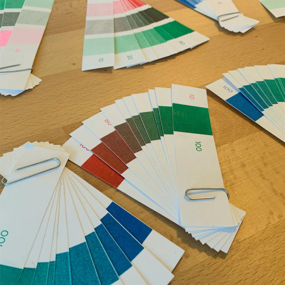  Color and saturation swatches for the inks 