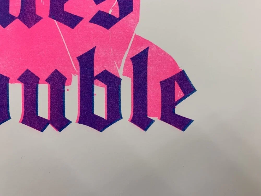  Close-up of Trouble: Got a bit of a shadow effect with the positioning of the two layers. 