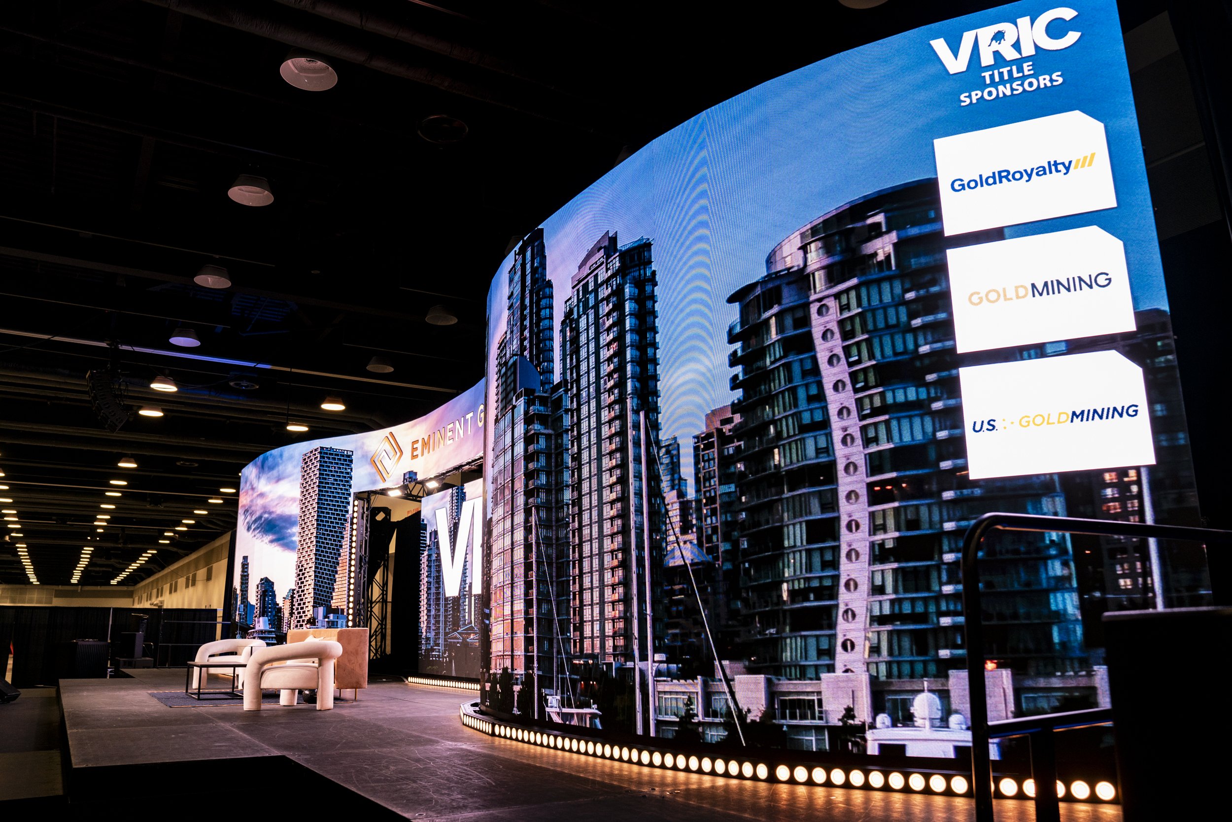 Large curved LED wall on conference stage