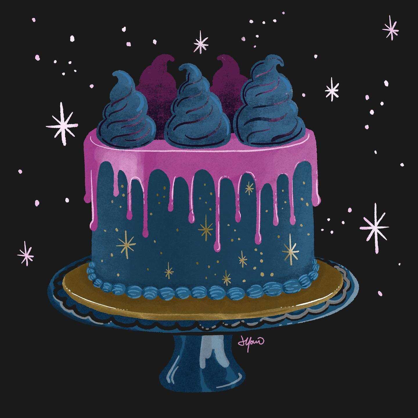 Happy birthday @wattsalot! Here&rsquo;s my version of a beautiful @bakey.bakes cake for #sketchbooksquad! 🎂