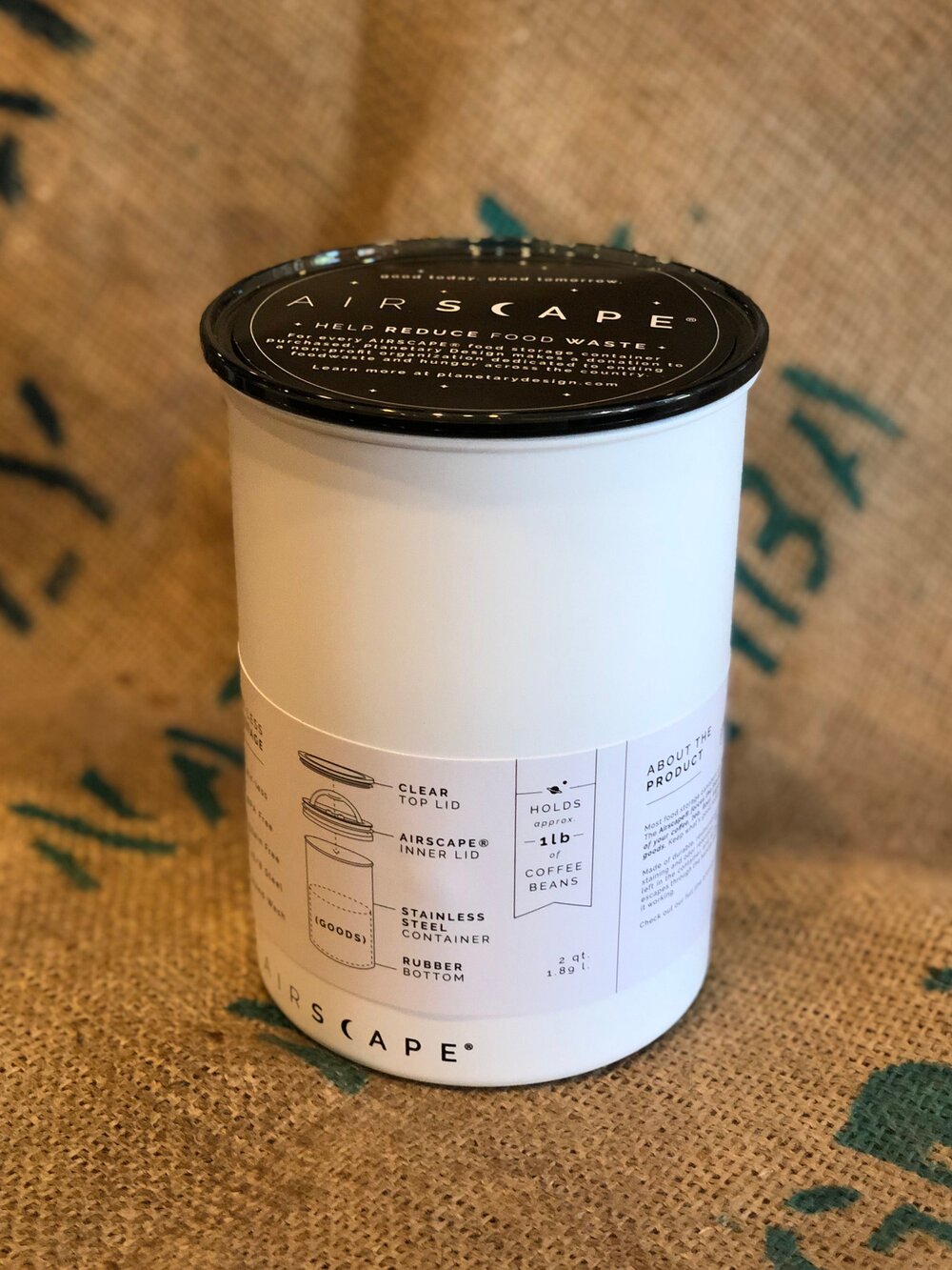 Planetary Designs Airscape Kilo - 1 Kg Coffee Bean Canister - Matte Black