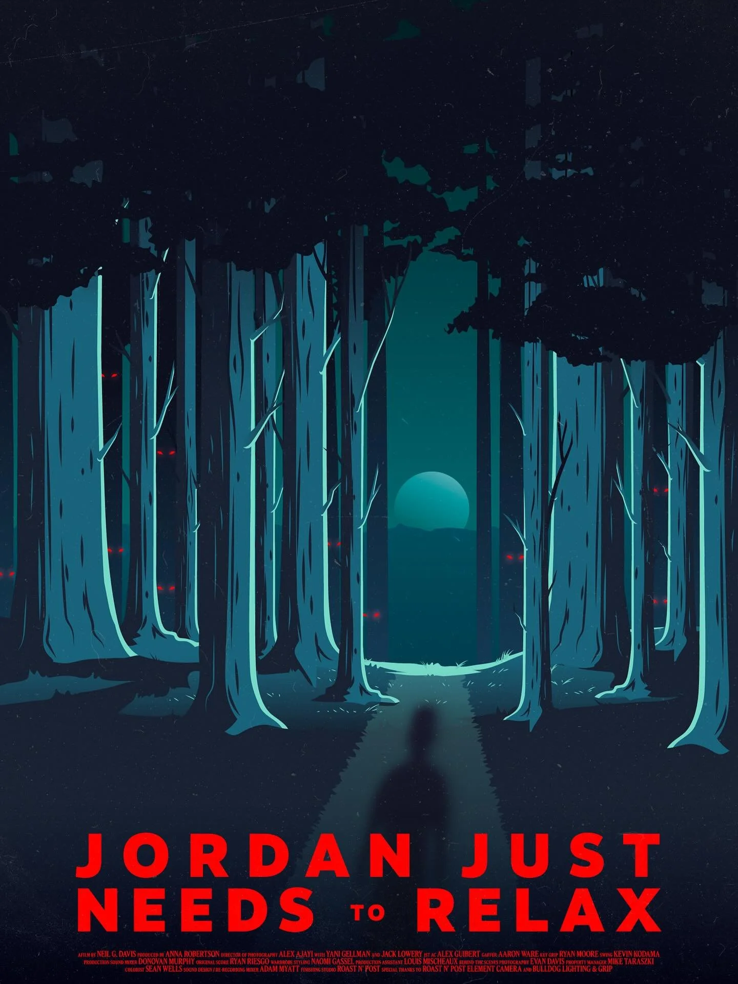 Today&rsquo;s the day! @jordan_just_relax premieres at @darkmatterfilmfestival at 1:00pm 😮

HUGE thank you to our all-star cast and crew for spending a weekend in the woods with us bringing this project to life:

written &amp; directed by @ohlooktha