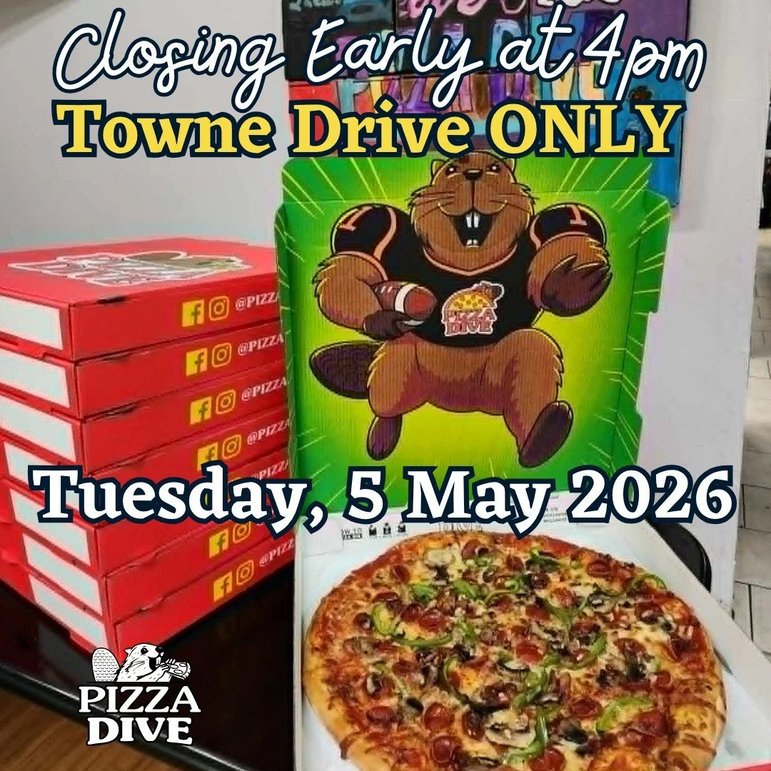 Towne Drive Closing Early &mdash; Tuesday, May 5th

Hey Pizza Dive friends &mdash; a quick update for today. Our Towne Drive location will be closing early at 4pm this afternoon.

As we continue growing, training, and working through the day-to-day o