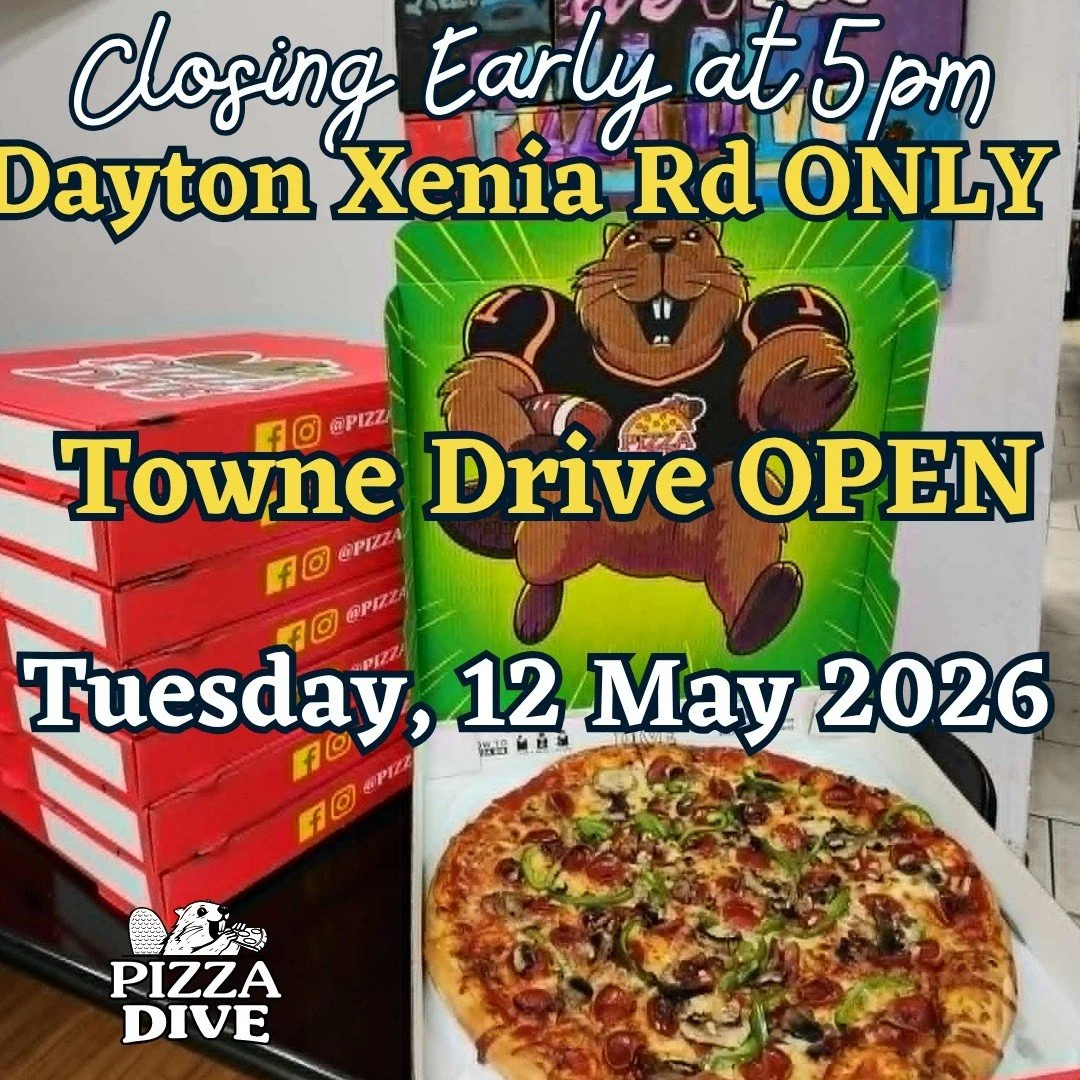 Tuesday, May 12th Update &mdash; Dayton Xenia Rd Closed Early Today

Our Dayton Xenia Rd location will be closing early this evening due to some staffing challenges.

Our Towne Drive location is open and ready for dinner tonight, so we&rsquo;ve still