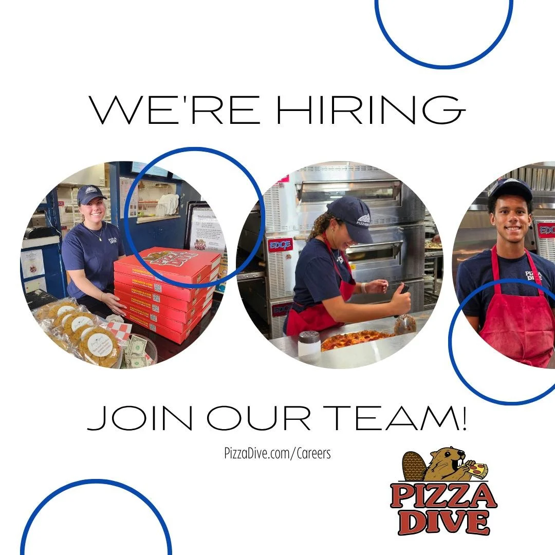 🍕 We&rsquo;re Hiring!

If you love making great pizza, serving up smiles, and helping create a place where kids, families, and kids at heart can let their creativity shine (yes, we mean coloring pages and patio chalk art! 🎨), Team Pizza Dive might 