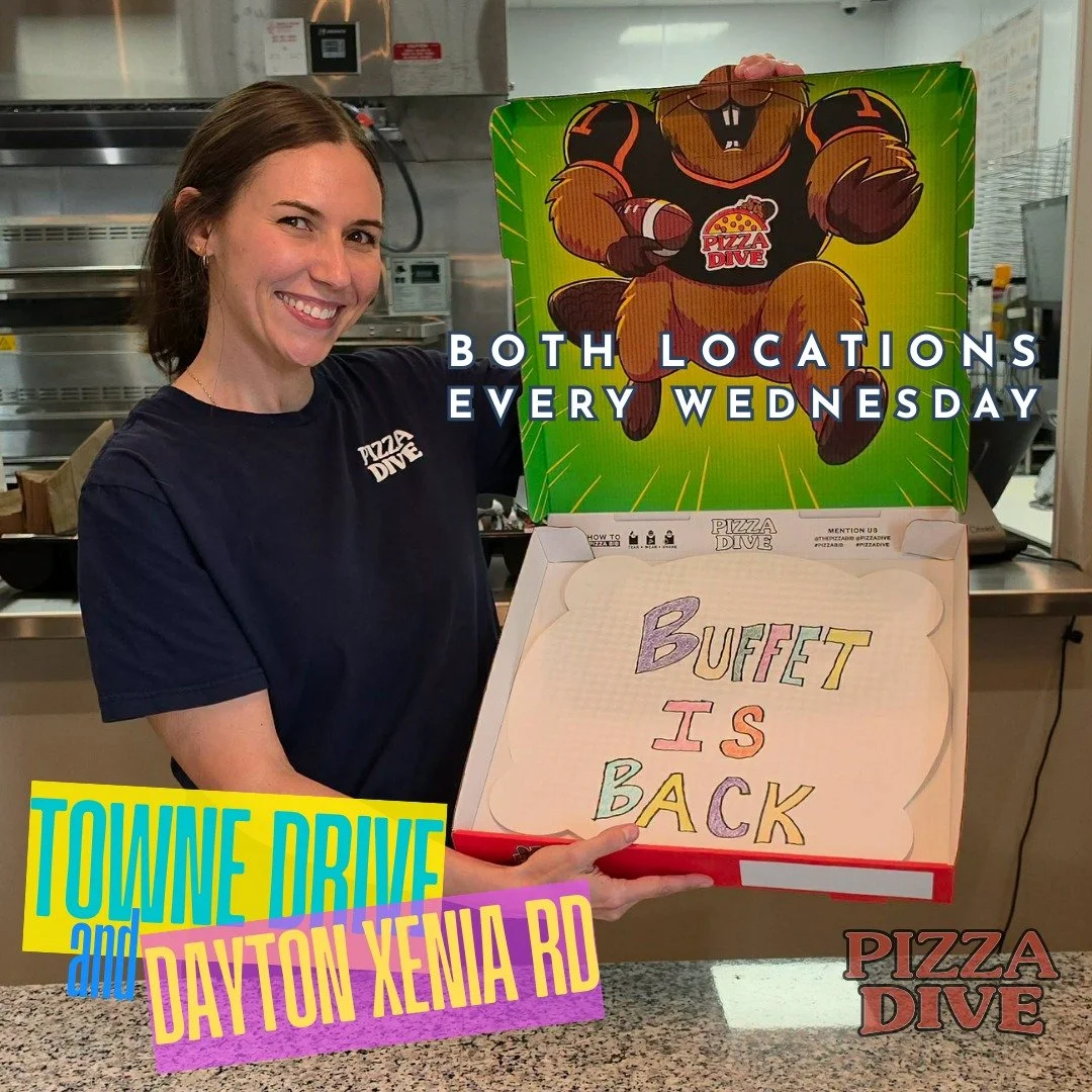 🍕 GUESS WHAT&rsquo;S BACK? THE WEDNESDAY NIGHT BUFFET!

And this time, we&rsquo;re bringing it to BOTH LOCATIONS!

Starting Wednesday, October 21, we&rsquo;re bringing back the weekly Wednesday Night Buffet at Dayton Xenia Rd AND Towne Drive! We&rsq