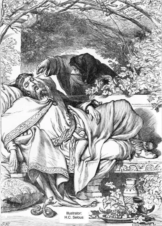 Poison poured in the ear of King Hamlet