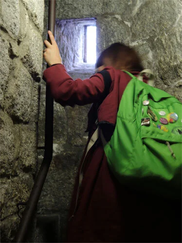 Tramping up the stairs in the Sandycove Martello Tower.
