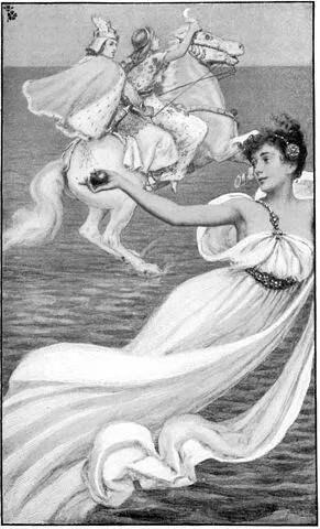 Oisín and Niamh travel to Tír na nÓg; Thomas Wentworth Higginson, 1899