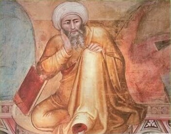  Averroes, detail of the fourteenth-century Florentine artist Andrea Bonaiuto's  Triunfo de Santo Tomás  
